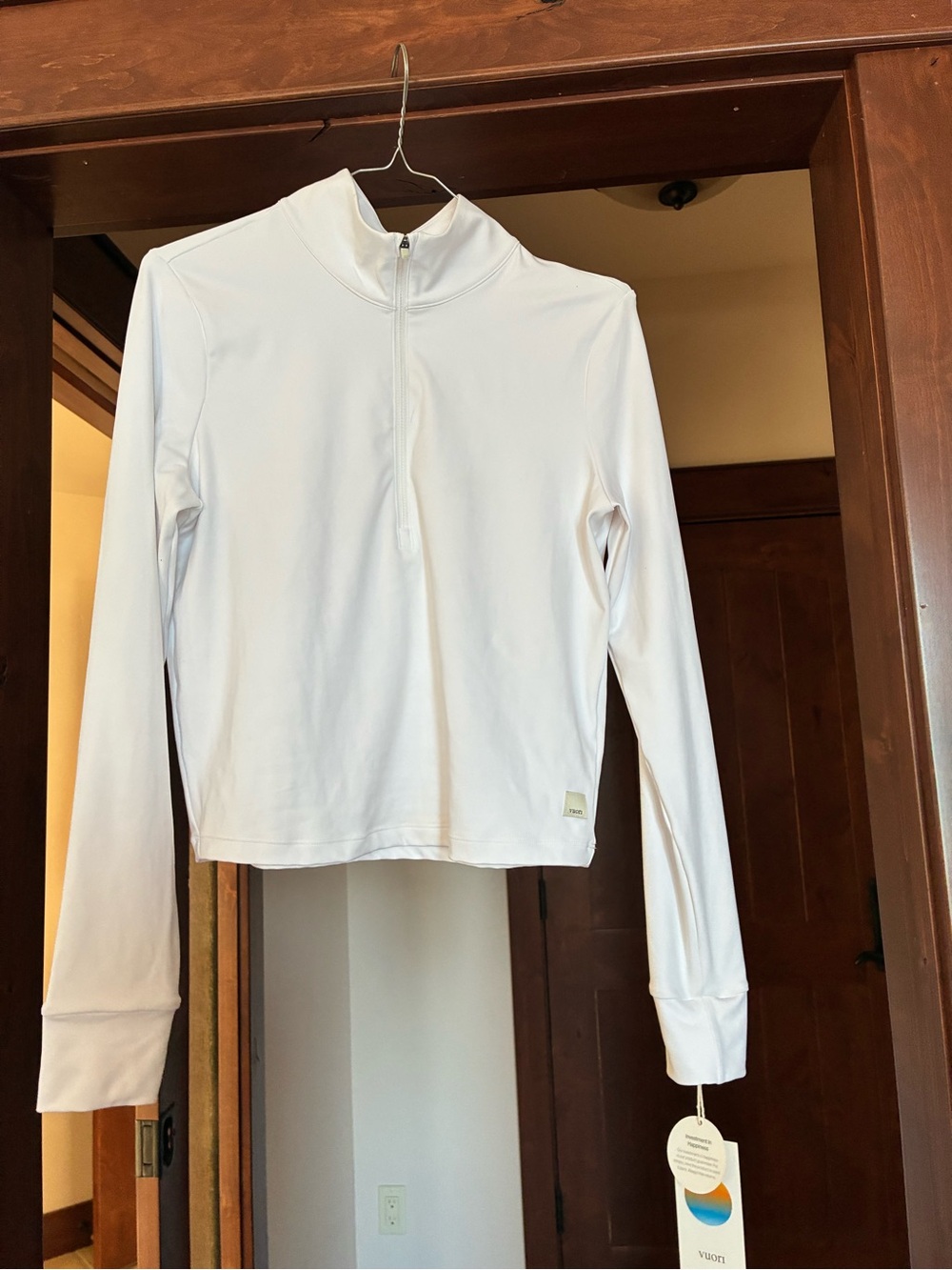 Vuori Women's White Long Sleeve Quarter-Zip Top